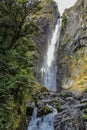 Devil`s Punchbowl Waterfall in Arthur`s Pass National Park, New Zealand Royalty Free Stock Photo