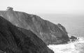 Devil`s Slide sheer cliffs and pacific coast in San Mateo County Royalty Free Stock Photo
