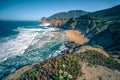 Devil`s Slide sheer cliffs and pacific coast in San Mateo County Royalty Free Stock Photo