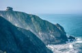 Devil`s Slide sheer cliffs and pacific coast in San Mateo County Royalty Free Stock Photo
