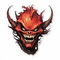 devil satan demon tattoo sticker illustration Halloween scary creepy horror crazy devil