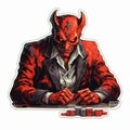 devil satan demon tattoo sticker illustration Halloween scary creepy horror crazy devil