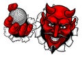 Devil Satan Golf Ball Sports Mascot Cartoon Royalty Free Stock Photo