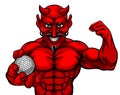 Devil Golf Sports Mascot Holding Ball