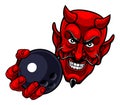 Devil Ten Pin Bowling Ball Sports Mascot Cartoon Royalty Free Stock Photo