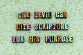 Devil scripture deal corruption religion purpose evil cult deceit Royalty Free Stock Photo