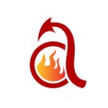 symbol of devil in the letter A with flame