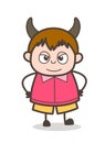 Devil Smiling Face - Cute Cartoon Fat Kid Illustration Royalty Free Stock Photo