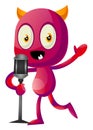 Devil speak on microphone, illustration, vector