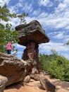 devil table mushroom rock in Hinterweidenthal in Pfalz Forest Royalty Free Stock Photo