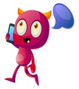 Devil talking on cellphone, illustration, vector