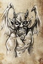 Devil, Tattoo sketch, handmade design