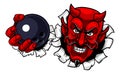 Devil Ten Pin Bowling Ball Sports Mascot Cartoon Royalty Free Stock Photo