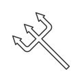 Devil trident, Halloween related hollow outline icon, editable s