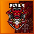 Devil Vampire Horn mascot esport logo design illustrations vector template, Evil logo for team game streamer youtuber banner