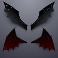 Devil wings with shadow on gray background