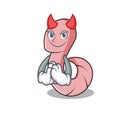 Devil worm mascot cartoon style Royalty Free Stock Photo