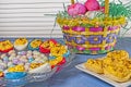 Deviled eggs,Easter colored,candy Royalty Free Stock Photo