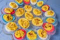 Deviled eggs,Easter colored