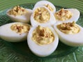 Deviled Eggs on Green Plate Royalty Free Stock Photo