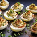 Deviled eggs on a serving tray