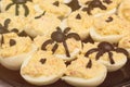 Deviled eggs with a Spider for Halloween party Royalty Free Stock Photo