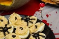Deviled eggs with a Spider for Halloween party Royalty Free Stock Photo