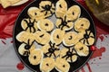 Deviled eggs with a Spider for Halloween party Royalty Free Stock Photo