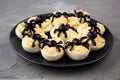 Deviled Eggs With A Spider For Halloween Party Royalty Free Stock Photo