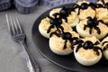 Deviled Eggs With A Spider For Halloween Party Royalty Free Stock Photo