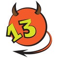 Devilish ball with number thirteen