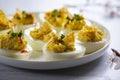 Devilled eggs canapes Royalty Free Stock Photo