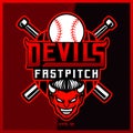 Devils Baseball esport and sport mascot logo design with modern illustration concept style for team, badge, emblem and thirst