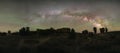 Milky Way Panorama with silhouettes of hoodoos Royalty Free Stock Photo