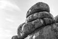 Devils Marbles are huge granite boulders scattered across a wide shallow valley, 100 kilometers south of Tennant Creek, Northern Royalty Free Stock Photo