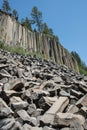 Devils Postpile National Monument in the summer, in the Eastern Sierra Nevada of California Royalty Free Stock Photo