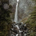 Devils Punchbowl Waterfall, South Island, New zealand. Royalty Free Stock Photo