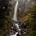 Devils Punchbowl Waterfall, South Island, New zealand. Royalty Free Stock Photo