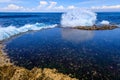 Devils tears, blow holes at Sunset Point, Nusa Lembongan, Indonesia Royalty Free Stock Photo