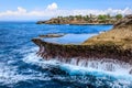 Devils tears, blow holes at Sunset Point, Nusa Lembongan, Indonesia Royalty Free Stock Photo