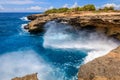 Devils tears, blow holes at Sunset Point, Nusa Lembongan, Indonesia Royalty Free Stock Photo