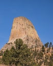 Closeup of the Devils Tower from the western side Royalty Free Stock Photo