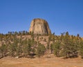 Devils Tower National Monument from the western side Royalty Free Stock Photo