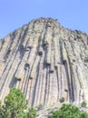Looking up at Devils Tower National Monument in Wyoming