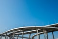 The devious Bhumibol Bridge with blue sky.