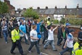 Devon and Cornwall Police escort football fans Royalty Free Stock Photo