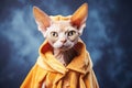 Devon Rex Cat Dressed As A Wizard On