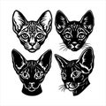 This Devon Rex Illustration in Vector Style showcases the breed\'s curly coat. Royalty Free Stock Photo