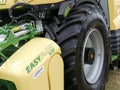 Devon, UK - July 30 2018: Krone EasyFlow 300s agricultural vehicle on display