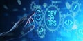 DevOps Agile development concept on virtual screen. Royalty Free Stock Photo